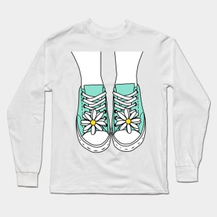 Daisy Flower Sneaker Shoes Long Sleeve T-Shirt